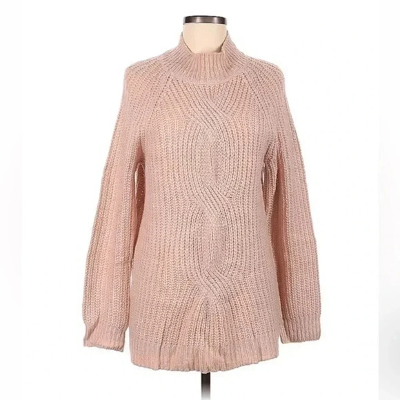 Calvin Klein | Dusty Rose Light Pink Chunky Heavyweight Knit Sweater Size Medium - Picture 1 of 2